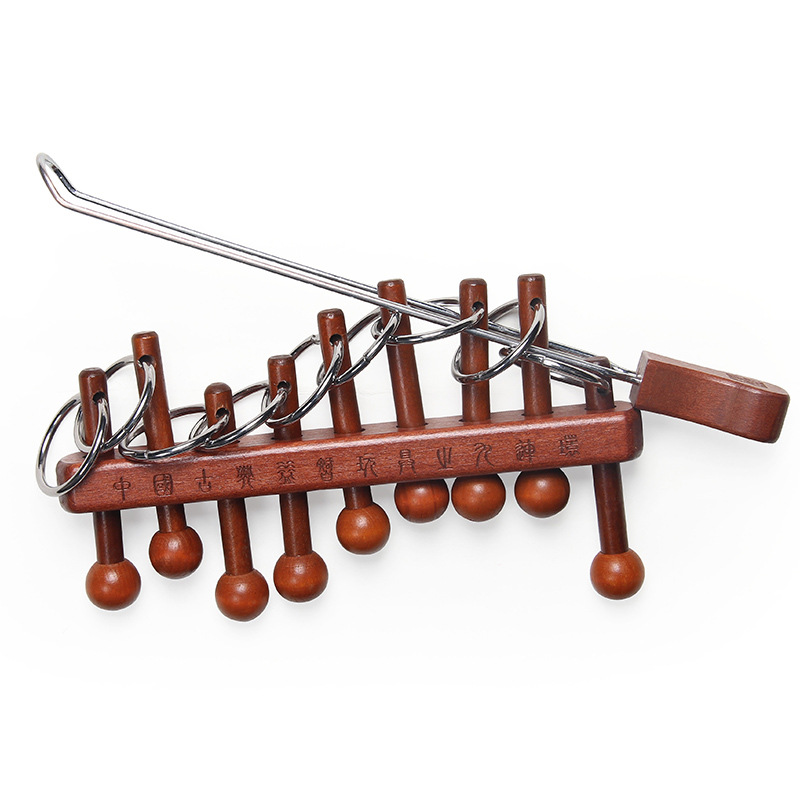 Woodworking Hobby - Rompecabezas chino clásico de nueve anillos