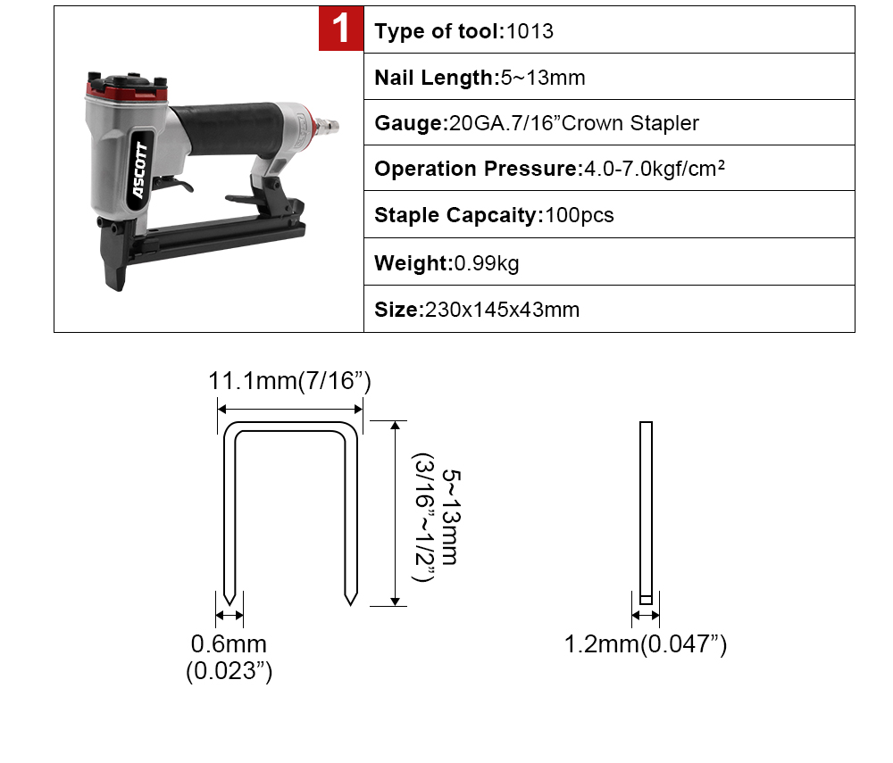 20GA 5-13mm 100 Uds 1013j Indu - Woodworking Nail Gun reseña y precio